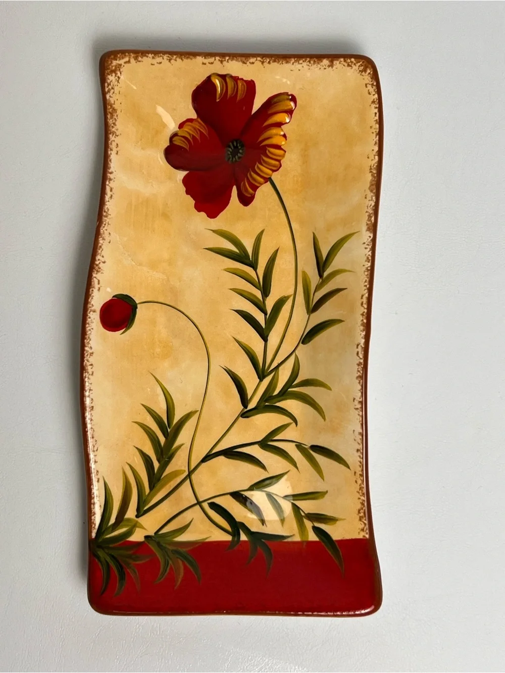 Pier 1 Poppies Earthenware Relish Side Serving Dish Kitchen Spoon Rest